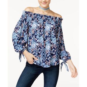 7 Sisters Juniors Printed Off The Shoulder Top